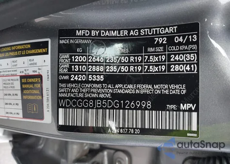 2013 Mercedes-Benz Glk 350 4Matic z USA, uszkodzony, nr VIN WDCGG8JB5DG126998